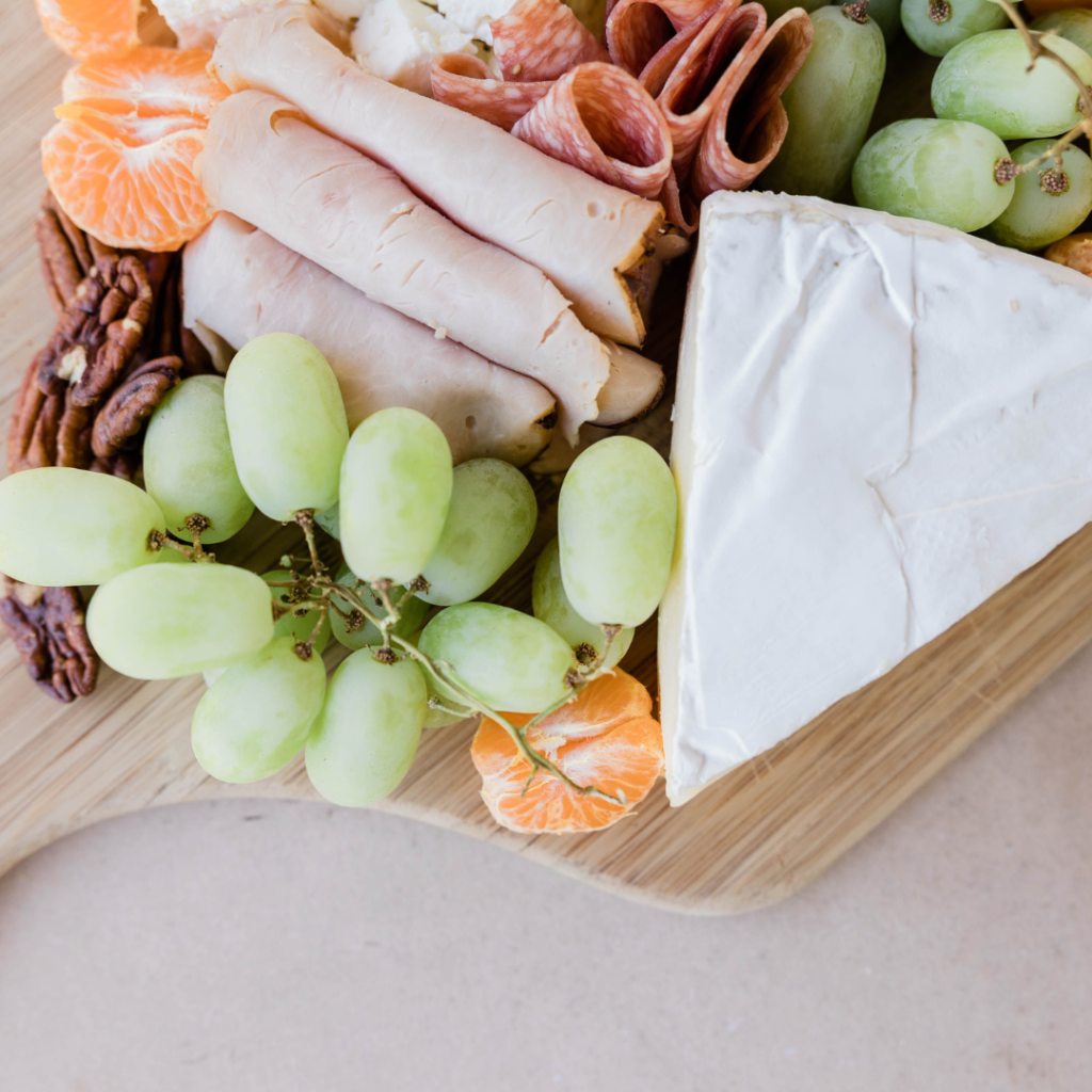 Jordan talks with lifestyle expert Leslie Lehr about how to host without the stress. This image shows a charcuterie board.
